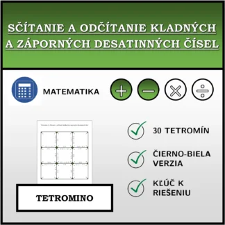 Tetromino: Sčítanie a odčítanie kladných a záporných desatinných čísel