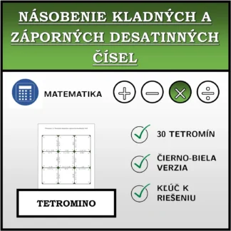 Tetromino: Násobenie kladných a záporných desatinných čísel