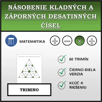 Trimino: Násobenie kladných a záporných desatinných čísel