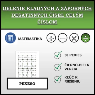 Pexeso: Delenie kladných a záporných desatinných čísel celým číslom