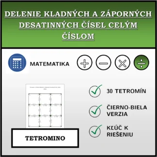 Tetromino: Delenie kladných a záporných desatinných čísel celým číslom