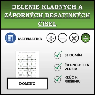 Domino: Delenie kladných a záporných desatinných čísel