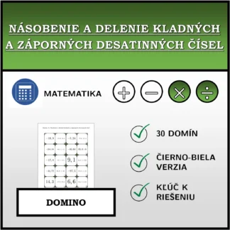 Domino: Násobenie a delenie kladných a záporných desatinných čísel