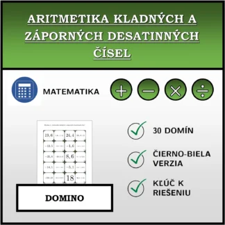 Domino: Aritmetika kladných a záporných desatinných čísel