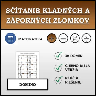 Domino: Sčítanie kladných a záporných zlomkov