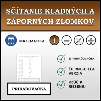 Priraďovačka: Sčítanie kladných a záporných zlomkov