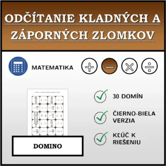 Domino: Odčítanie kladných a záporných zlomkov