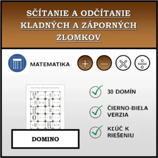 Domino: Sčítanie a odčítanie kladných a záporných zlomkov