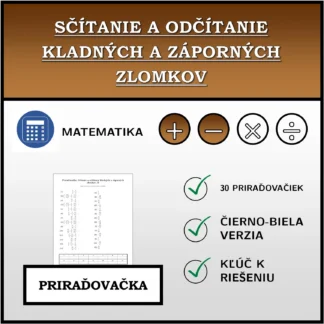 Priraďovačka: Sčítanie a odčítanie kladných a záporných zlomkov
