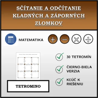 Tetromino: Sčítanie a odčítanie kladných a záporných zlomkov
