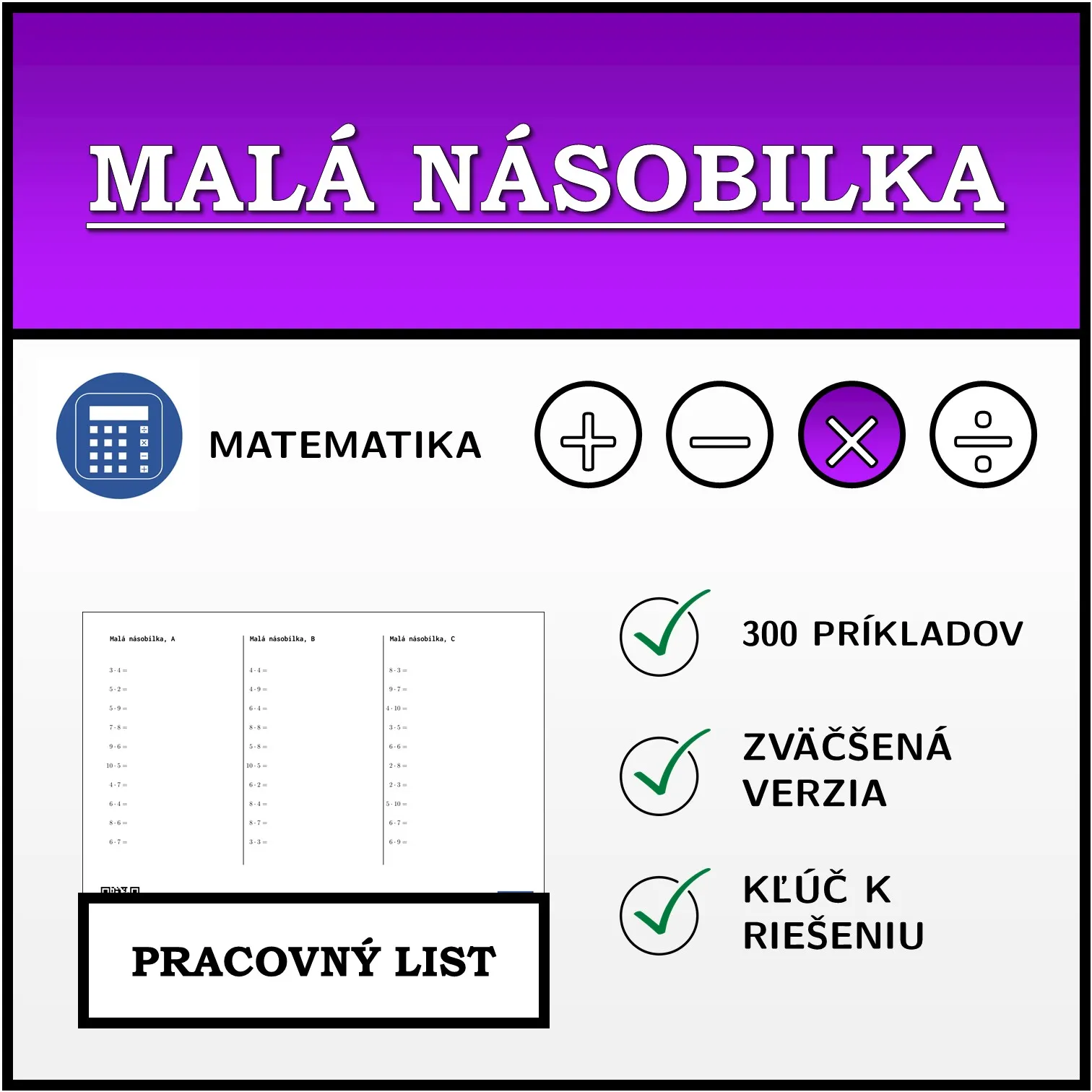 Pracovný list: Malá násobilka