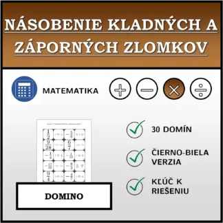 Domino: Násobenie kladných a záporných zlomkov