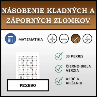 Pexeso: Násobenie kladných a záporných zlomkov