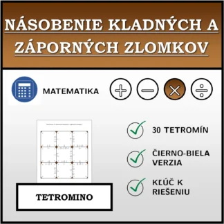 Tetromino: Násobenie kladných a záporných zlomkov