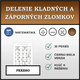 Pexeso: Delenie kladných a záporných zlomkov