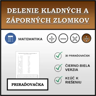 Priraďovačka: Delenie kladných a záporných zlomkov
