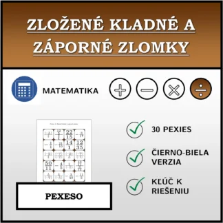Pexeso: Zložené kladné a záporné zlomky