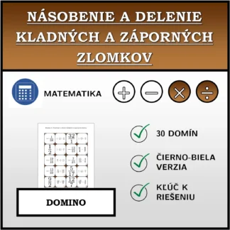 Domino: Násobenie a delenie kladných a záporných zlomkov