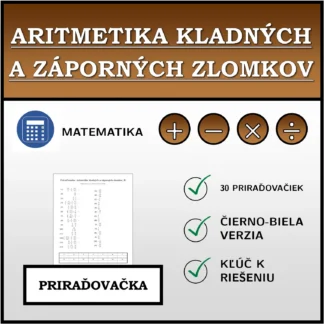 Priraďovačka: Aritmetika kladných a záporných zlomkov