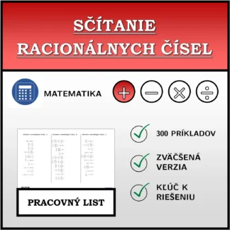 Pracovný list: Sčítanie racionálnych čísel