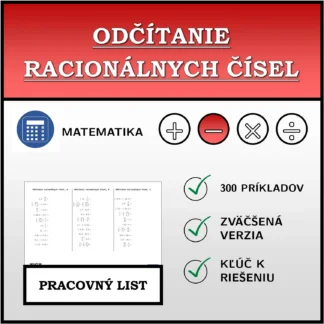 Pracovný list: Odčítanie racionálnych čísel