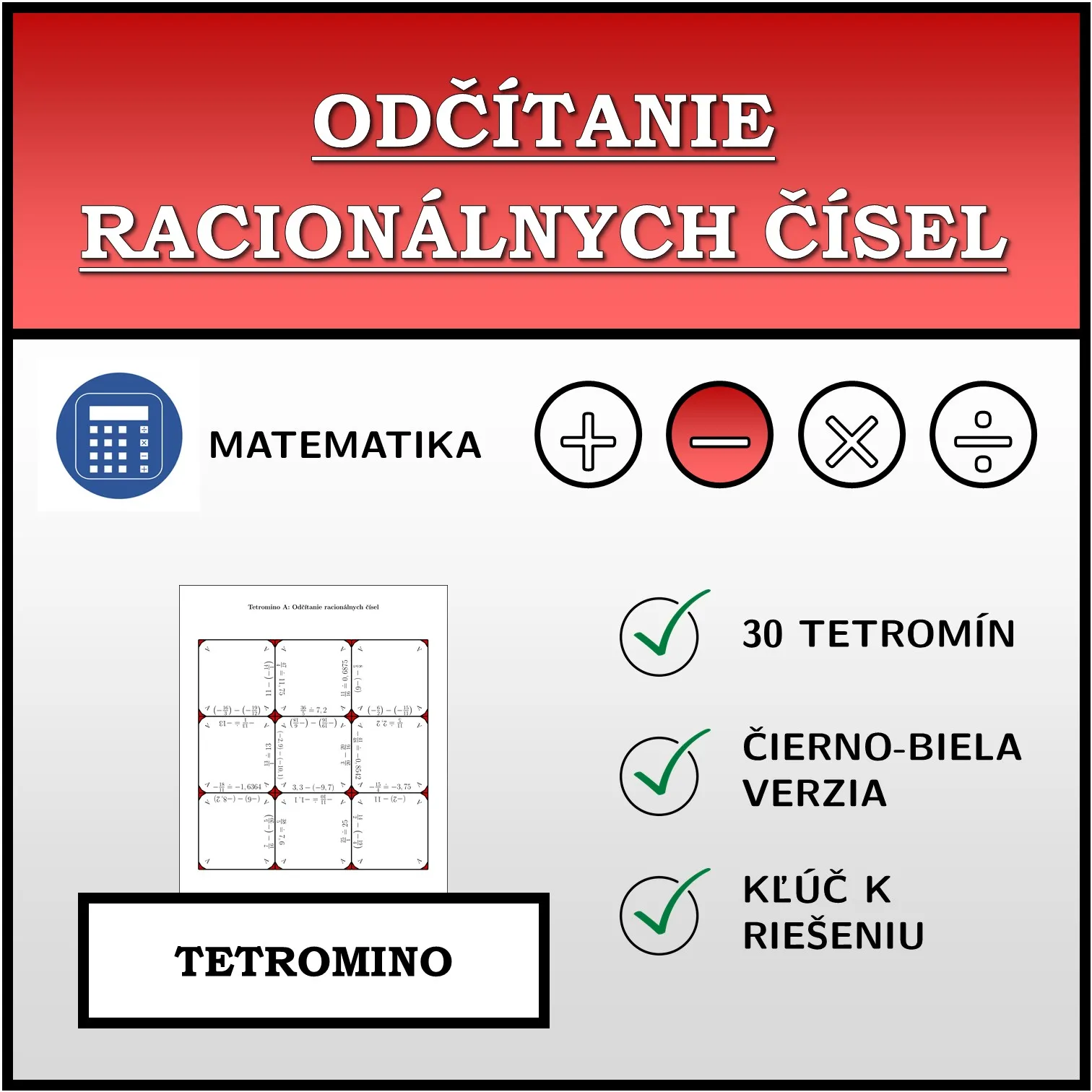 Tetromino: Odčítanie racionálnych čísel