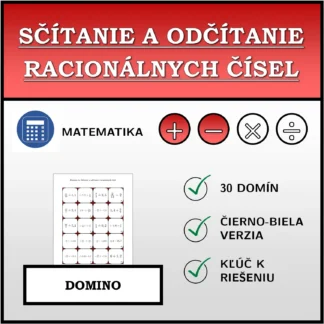 Domino: Sčítanie a odčítanie racionálnych čísel
