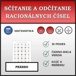 Pexeso: Sčítanie a odčítanie racionálnych čísel