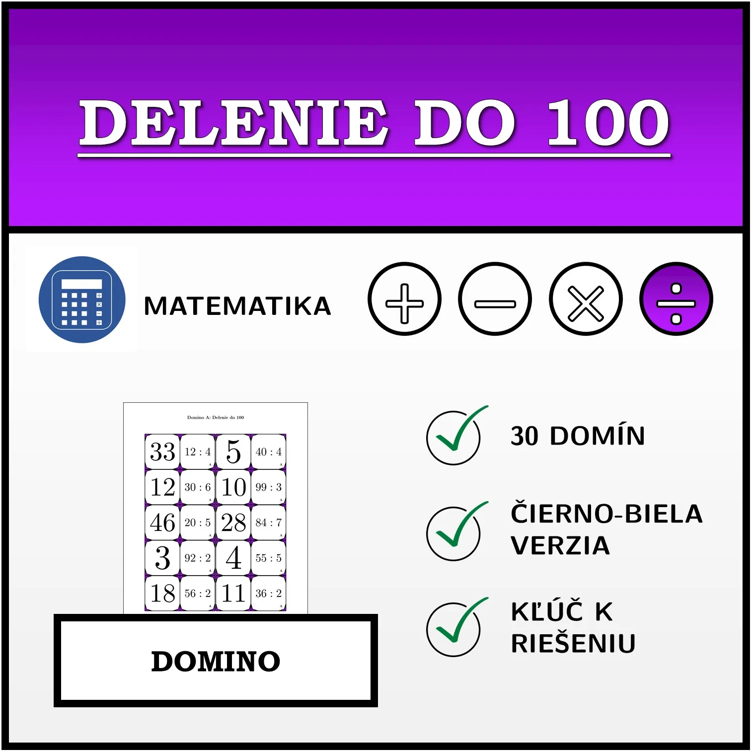 Domino: Delenie do 100