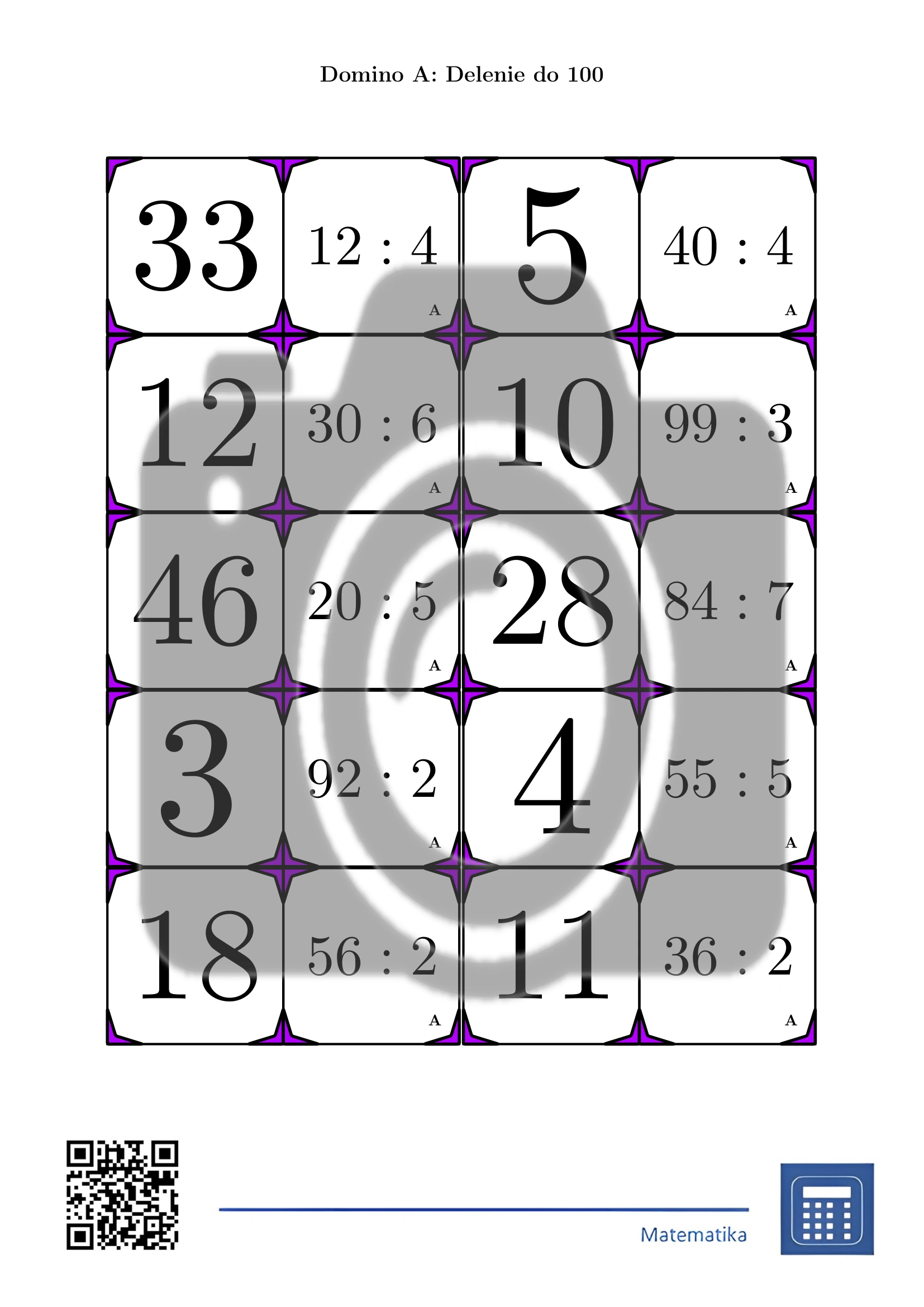 Domino: Delenie do 100 – Obrázok 2
