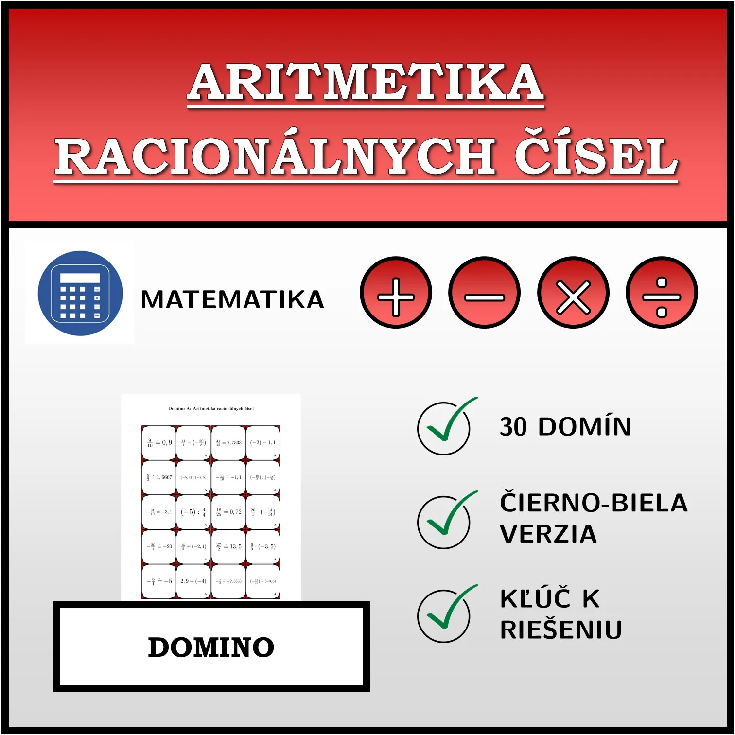 Domino: Aritmetika racionálnych čísel