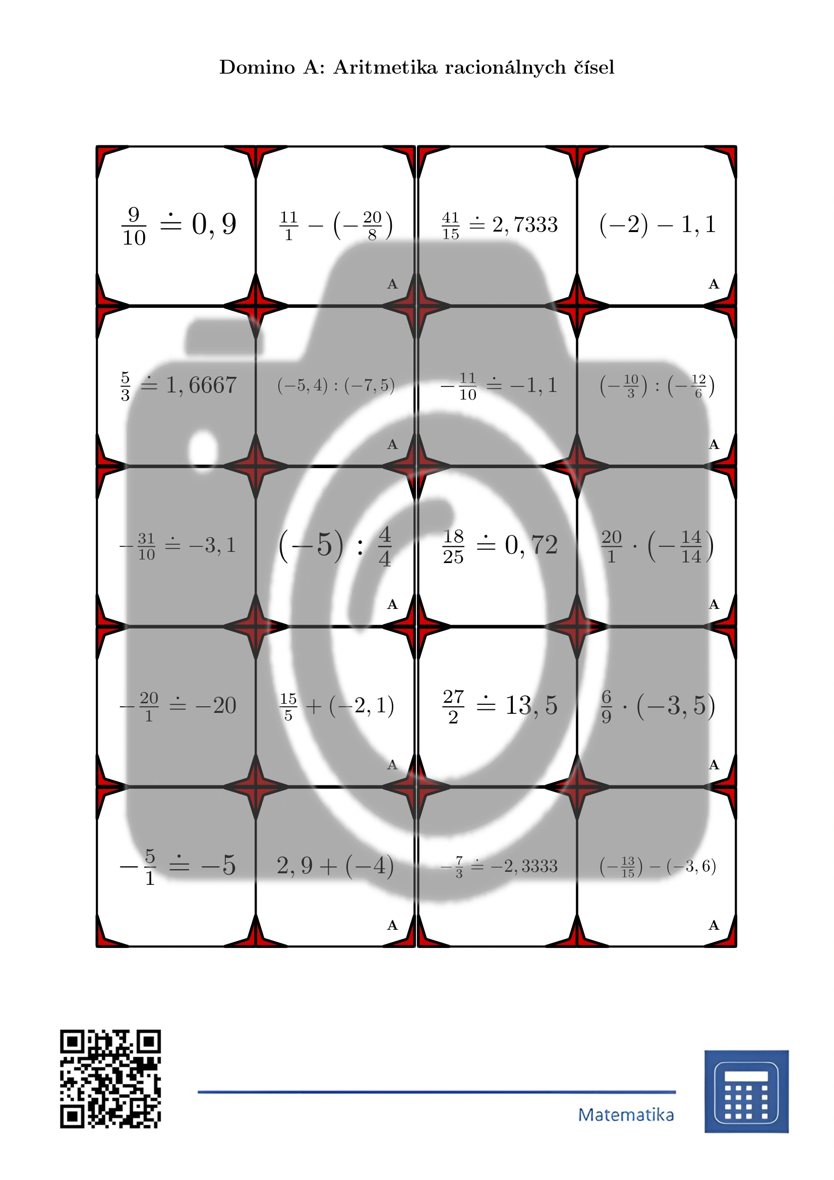 Domino: Aritmetika racionálnych čísel – Obrázok 2
