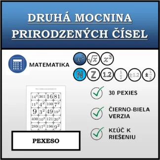 Pexeso: Druhá mocnina prirodzených čísel