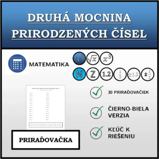 Priraďovačka: Druhá mocnina prirodzených čísel