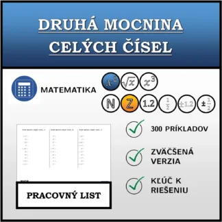 Pracovný list: Druhá mocnina celých čísel