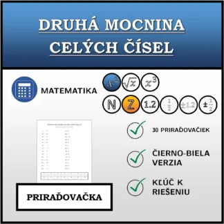 Priraďovačka: Druhá mocnina celých čísel