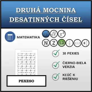 Pexeso: Druhá mocnina desatinných čísel