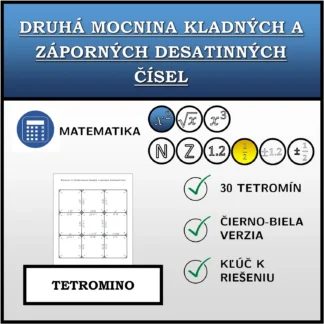 Tetromino: Druhá mocnina kladných a záporných desatinných čísel