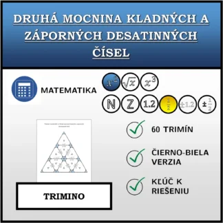 Trimino: Druhá mocnina kladných a záporných desatinných čísel