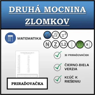 Priraďovačka: Druhá mocnina zlomkov