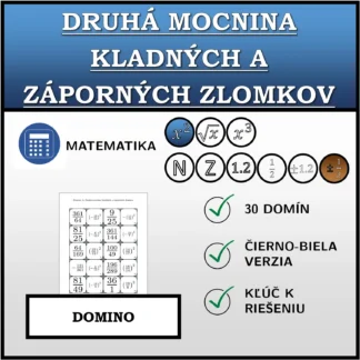 Domino: Druhá mocnina kladných a záporných zlomkov
