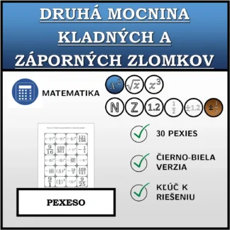 Pexeso: Druhá mocnina kladných a záporných zlomkov