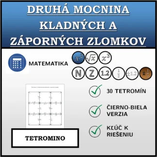 Tetromino: Druhá mocnina kladných a záporných zlomkov