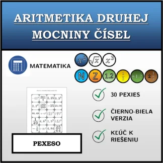 Pexeso: Aritmetika druhej mocniny čísel