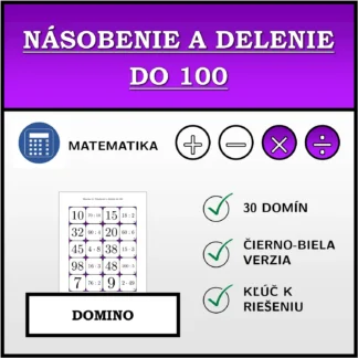 Domino: Násobenie a delenie do 100