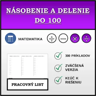 Pracovný list: Násobenie a delenie do 100