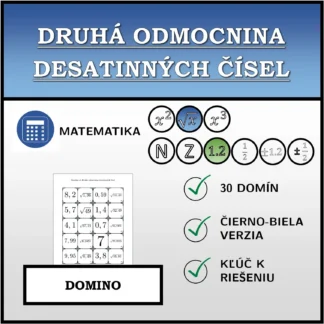 Domino: Druhá odmocnina desatinných čísel