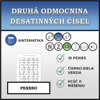 Pexeso: Druhá odmocnina desatinných čísel