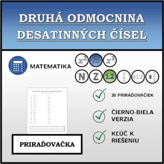 Priraďovačka: Druhá odmocnina desatinných čísel