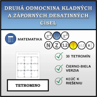 Tetromino: Druhá odmocnina kladných a záporných desatinných čísel